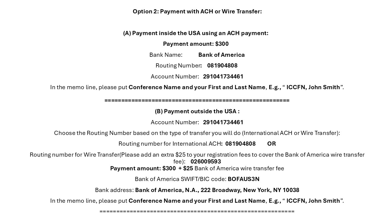 Bank Transfer Details for Non-Author Registration